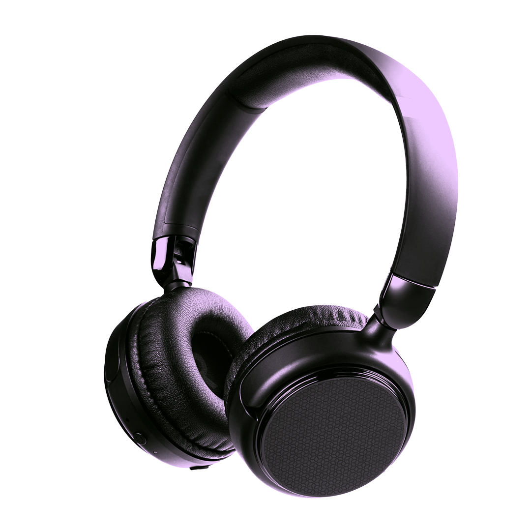 Pink and black headphones