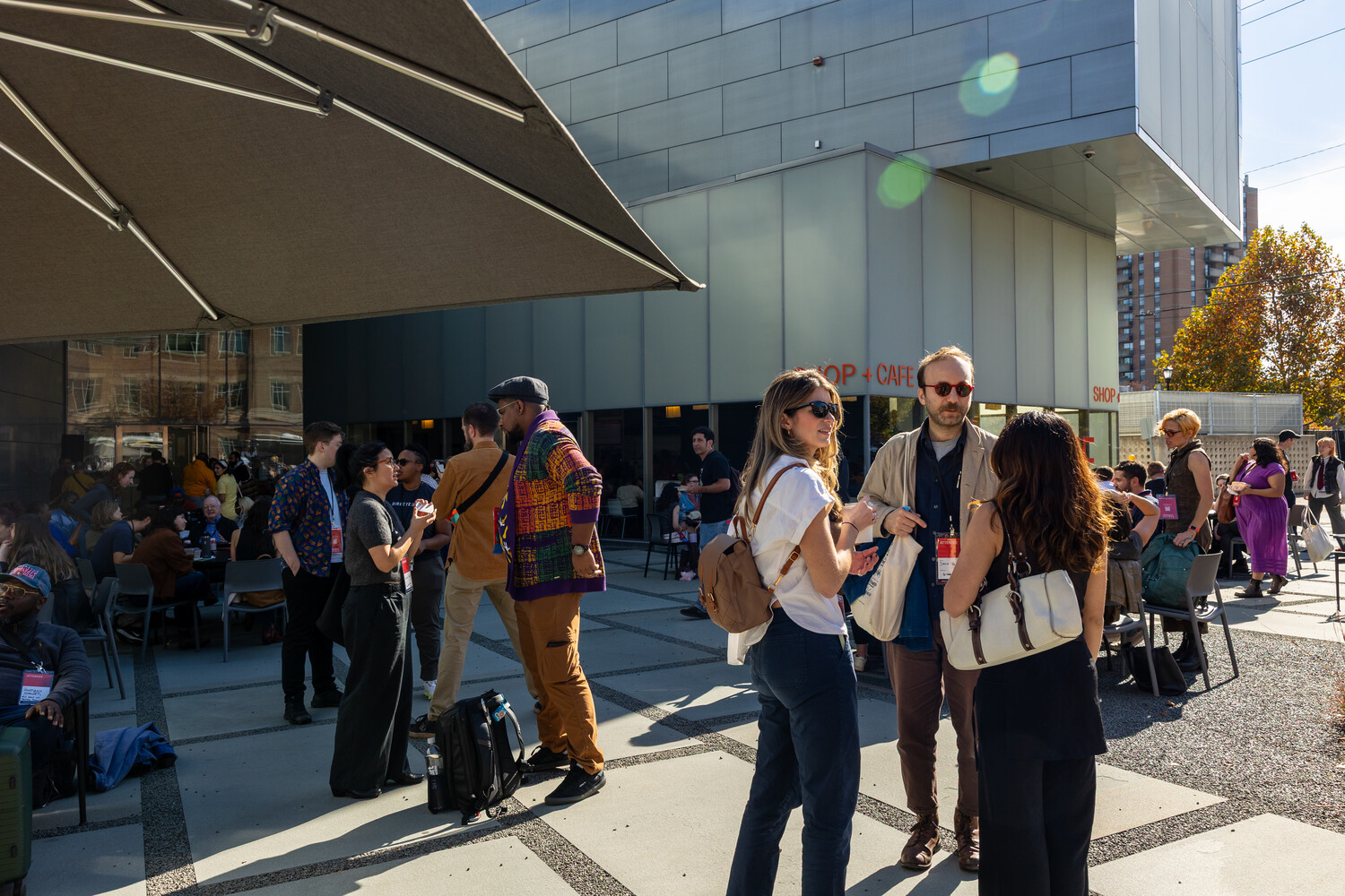 Festival attendees gathered on the terrace